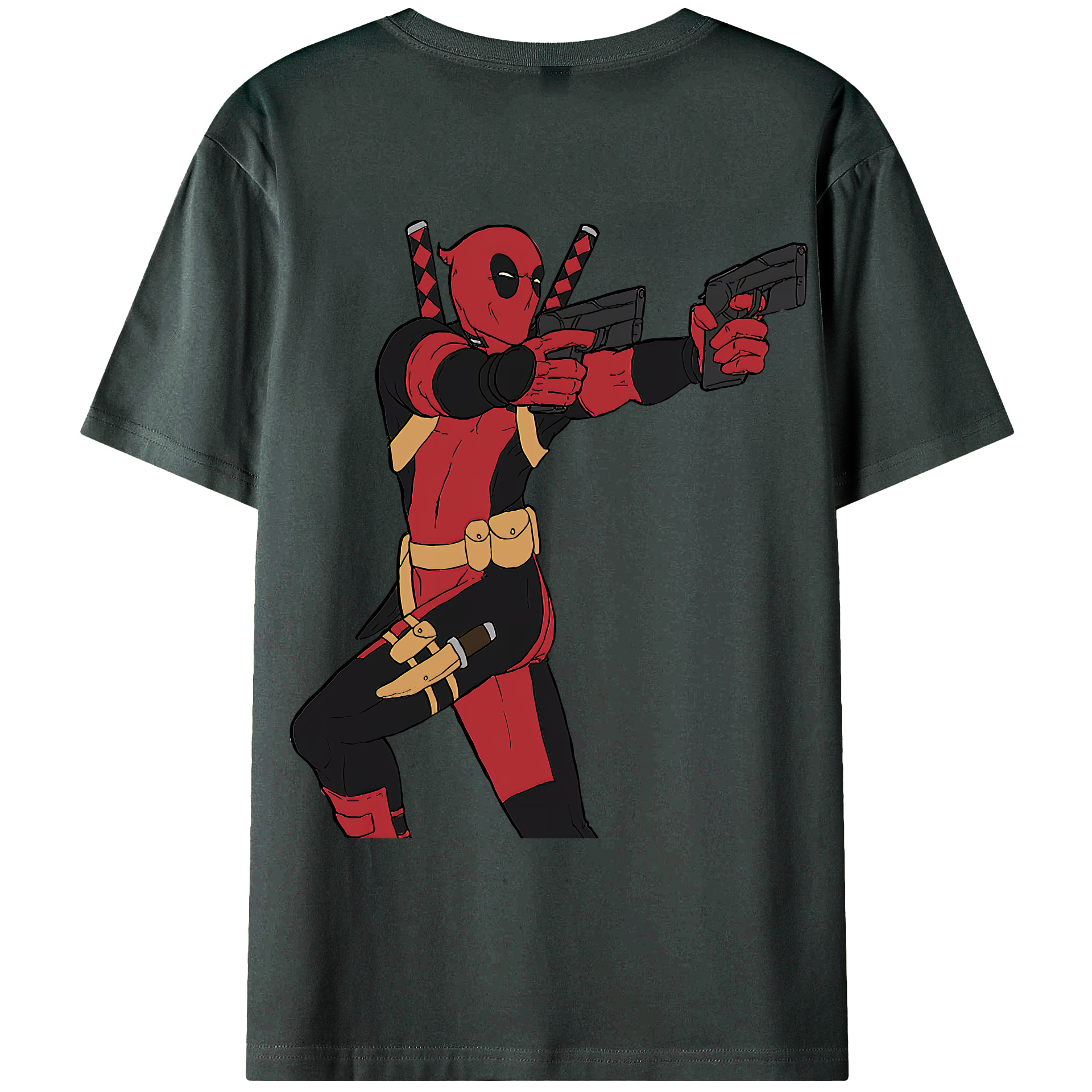 （画像用） Deadpool デッドプール 綿100％ メンズ半袖Tシャツ（バックプリント） 通気性
